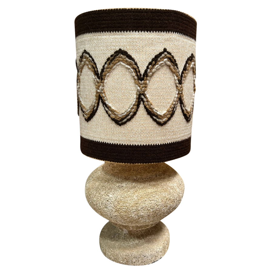 French Stone Lamp with Embroidered Shade