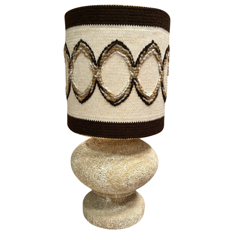 French Stone Lamp with Embroidered Shade