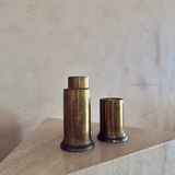 Trio of Vintage Graduated Brass Cylinder Candle Holders