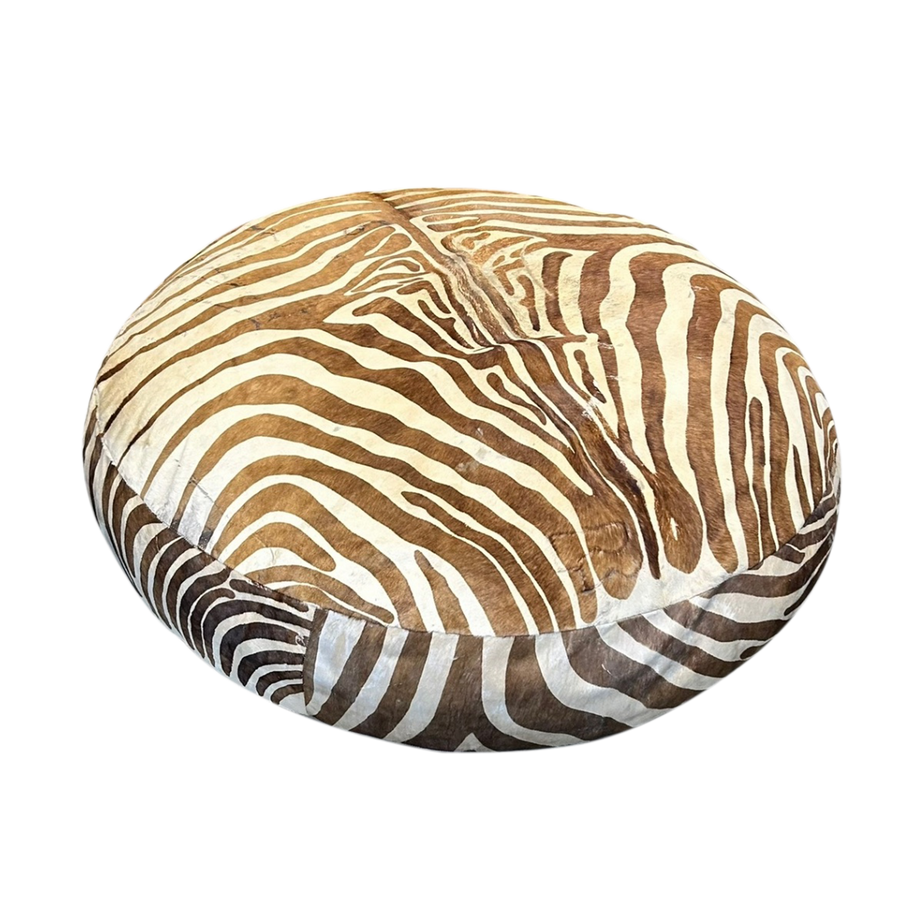 Very Large Antique Zebra Hide Ottoman