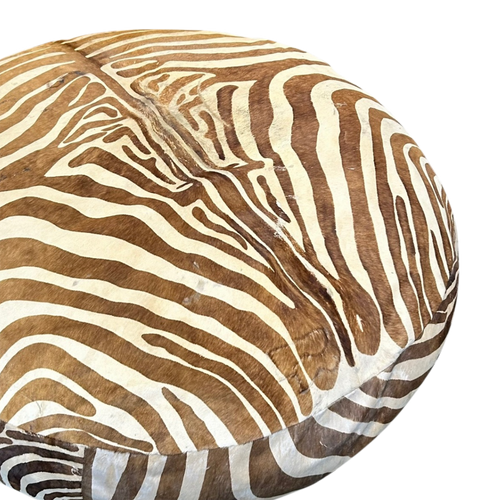 Very Large Antique Zebra Hide Ottoman