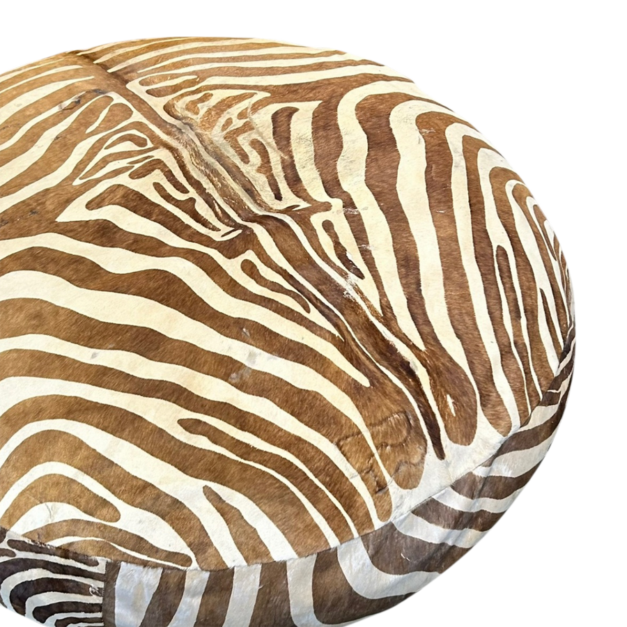 Very Large Antique Zebra Hide Ottoman