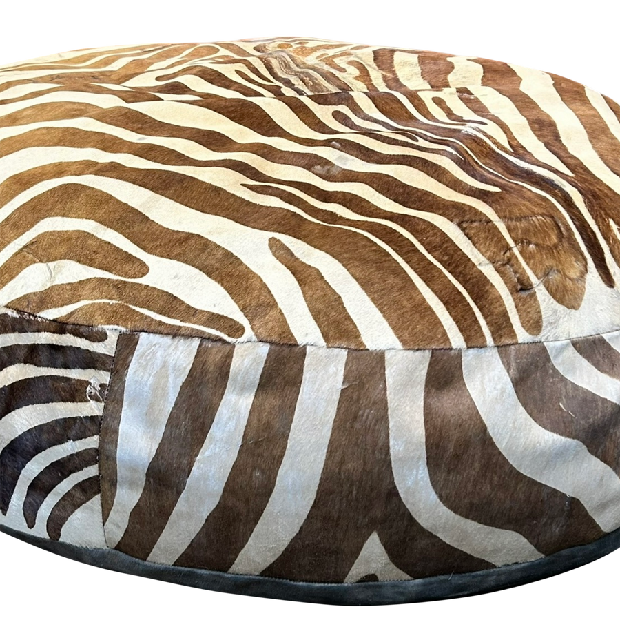 Very Large Antique Zebra Hide Ottoman