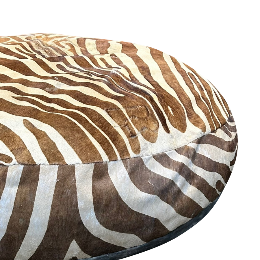 Very Large Antique Zebra Hide Ottoman