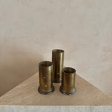 Trio of Vintage Graduated Brass Cylinder Candle Holders