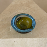 Murano Sommerso Glass Ashtray in Teal and Olive