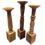 Trio of Turned Wood Candle Holders