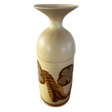 Tall Studio Pottery Vase with Abstract Brushed Motif