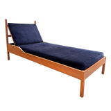 Midnight Blue Corduroy Oak Frame Daybed