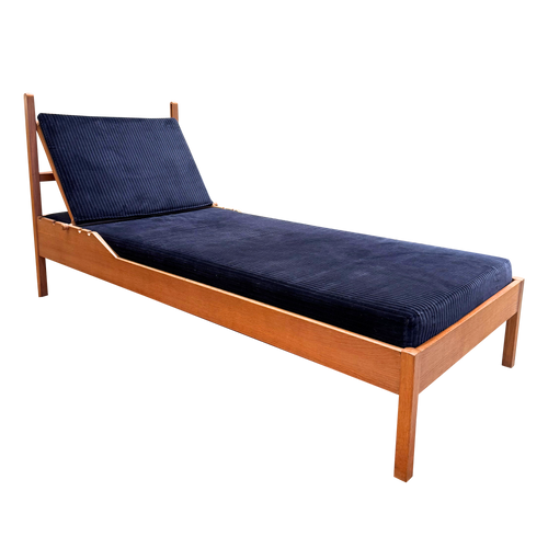 Midnight Blue Corduroy Oak Frame Daybed