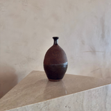 Two-Tone Olive Glazed Stoneware Bud Vase