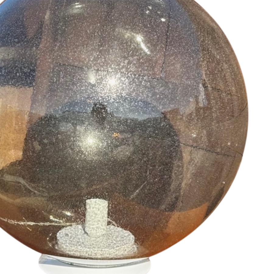 Vintage Italian Smoked Glass Orb Lamp