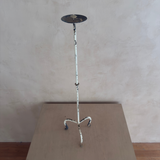 Distressed White Iron Pillar Candleholder