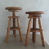 Vintage Adjustable Pine Drafting Stools