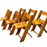Set of 6 Italian Pine Folding Chairs