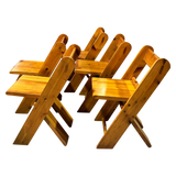 Set of 6 Italian Pine Folding Chairs
