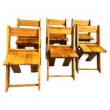 Set of 6 Italian Pine Folding Chairs