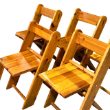 Set of 6 Italian Pine Folding Chairs