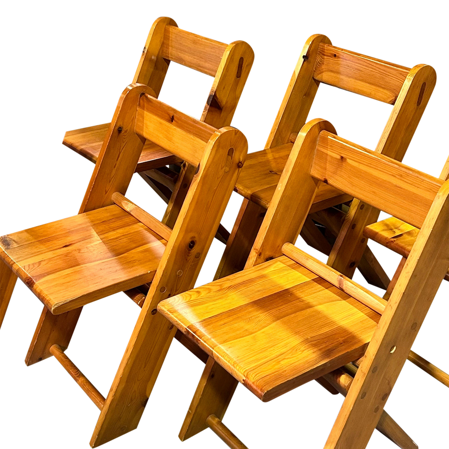 Set of 6 Italian Pine Folding Chairs