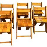 Set of 6 Italian Pine Folding Chairs