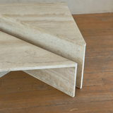 Sculptural Geometric Travertine Coffee Table