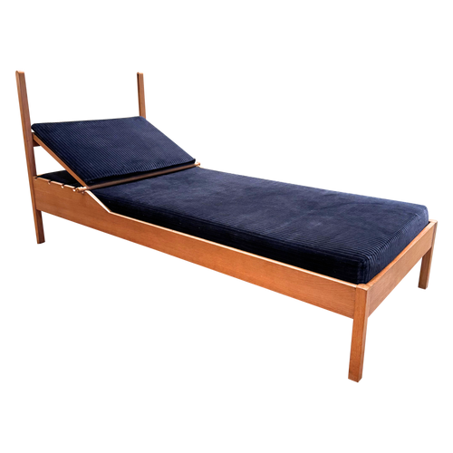 Midnight Blue Corduroy Oak Frame Daybed