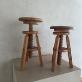 Vintage Adjustable Pine Drafting Stools