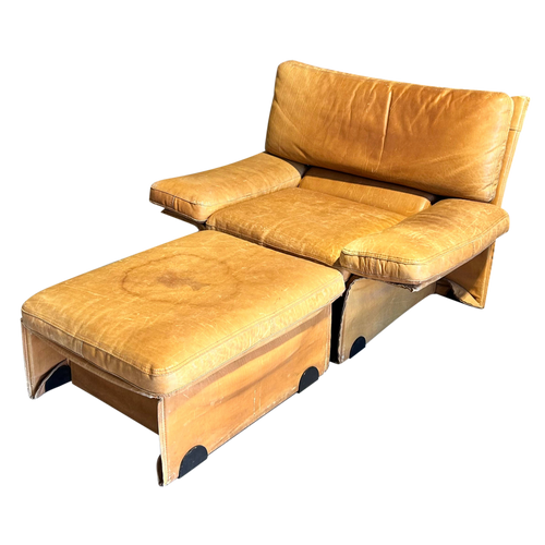 Leather Lounge + Ottoman by Titiana Ammannati & Giampiero Vitelli, 1970s