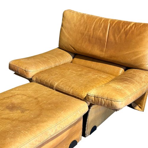 Leather Lounge + Ottoman by Titiana Ammannati & Giampiero Vitelli, 1970s