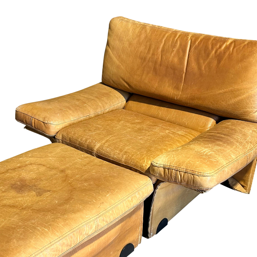 Leather Lounge + Ottoman by Titiana Ammannati & Giampiero Vitelli, 1970s