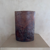 Large Patchwork Leather-Wrapped Vessel