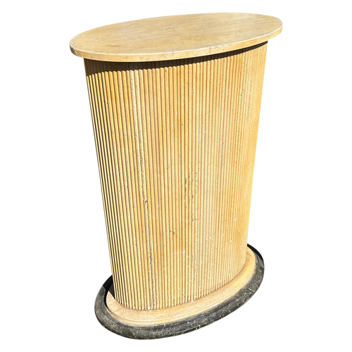 Italian Ribbed Travertine Oval Pedestal