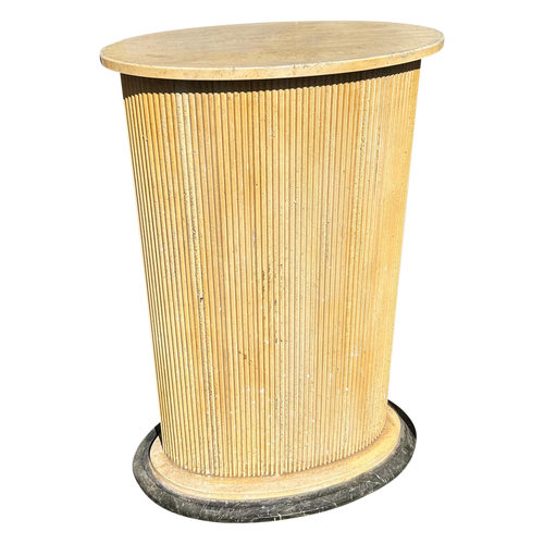 Italian Ribbed Travertine Oval Pedestal