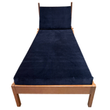 Midnight Blue Corduroy Oak Frame Daybed