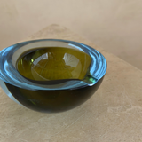 Murano Sommerso Glass Ashtray in Teal and Olive