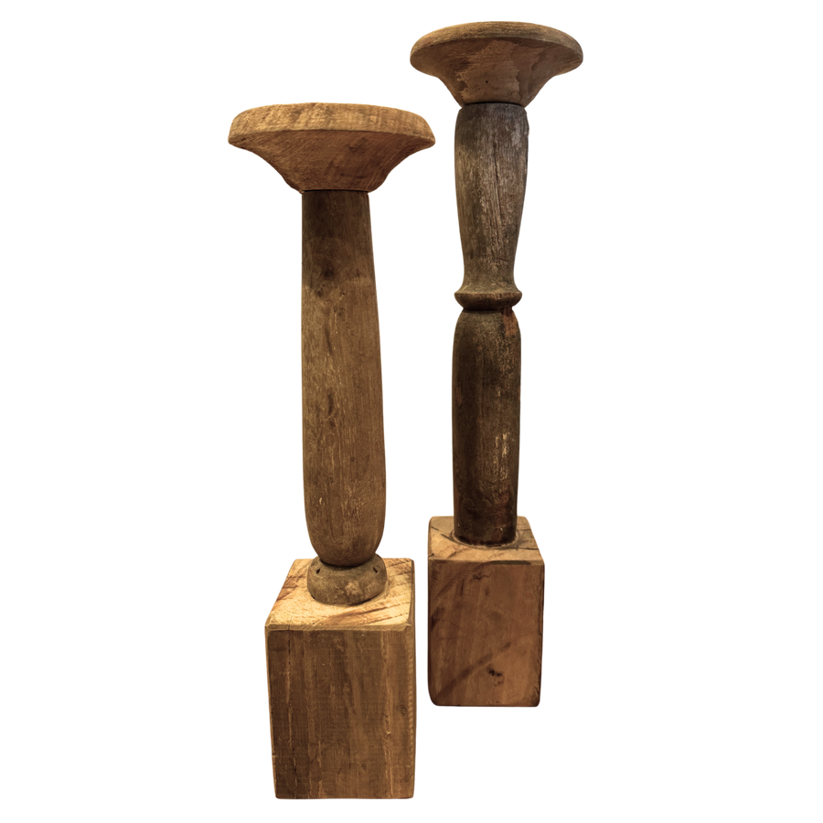 Trio of Turned Wood Candle Holders