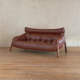 Tufted Cognac Leather MP-81 Sofa by Percival Lafer, 1970s