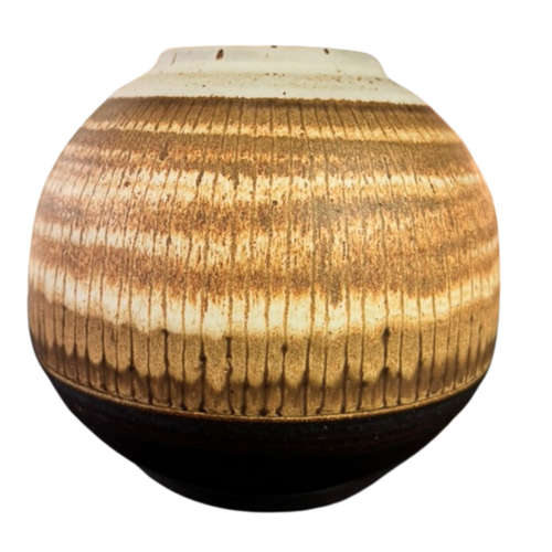 Round Banded Studio Ceramic Vessel