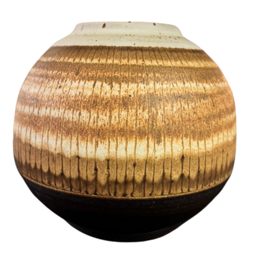 Round Banded Studio Ceramic Vessel