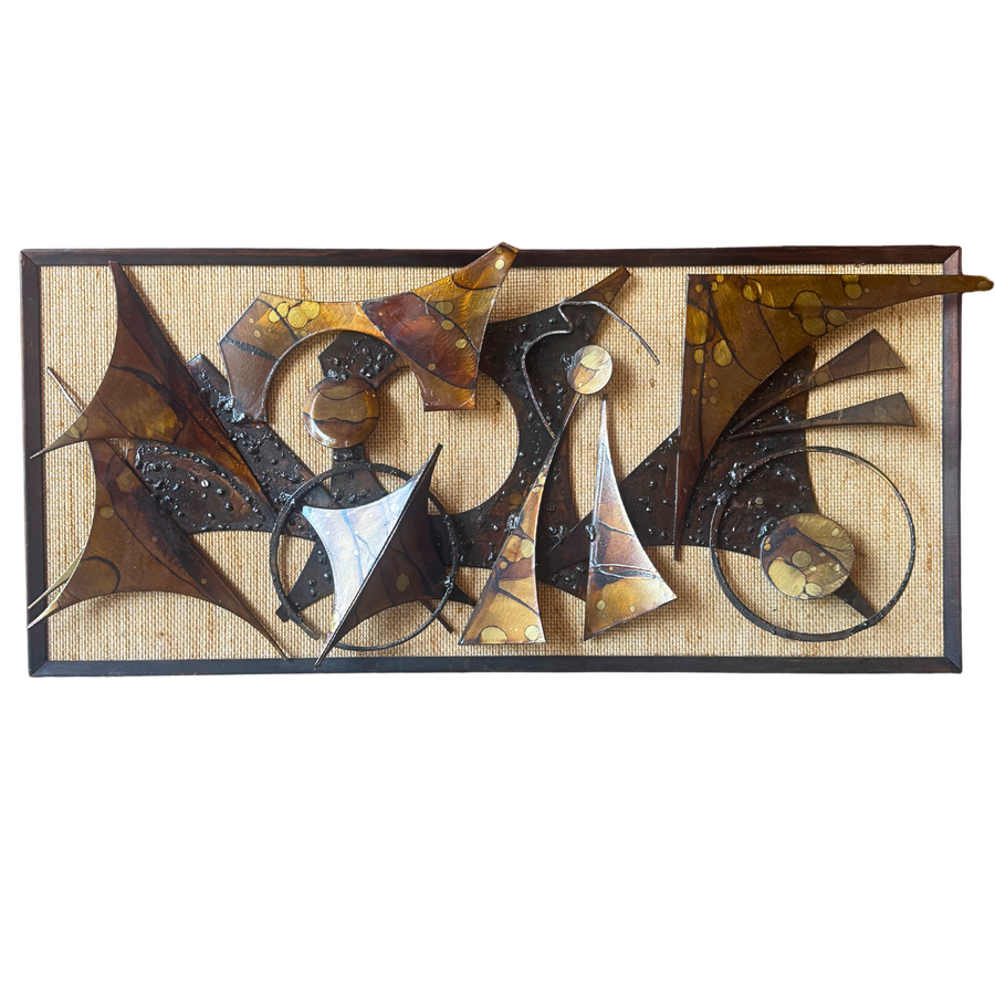 Vintage Brutalist Mixed Metal Wall Hanging