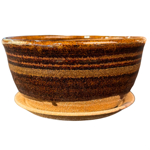 Small Ceramic Brown Glazed Planter