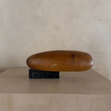 Abstract Teak and Black Marble Sculpture