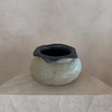 Rustic Studio Pottery Vessel With Scalloped Trim