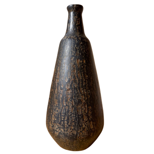Tall Textured Studio Vase in Charcoal and Bronze Glaze