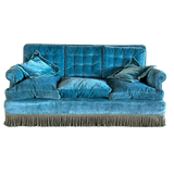 Antique Teal Fringed Sofa