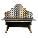 Painted Geometric Back Bench with Scroll Detail