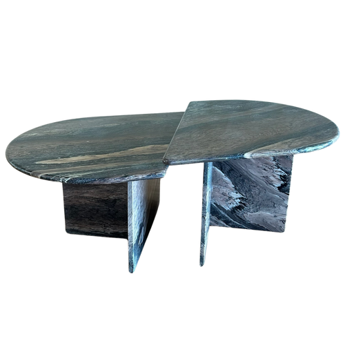 Pair of Split Form Marble End Tables