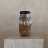 Studio Pottery Vase with Black Rim and Drip Glaze