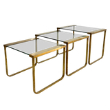 Trio of Nesting Brass Edged End Tables