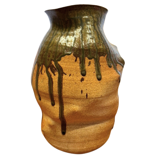 Olive Drip Studio Pottery Vase